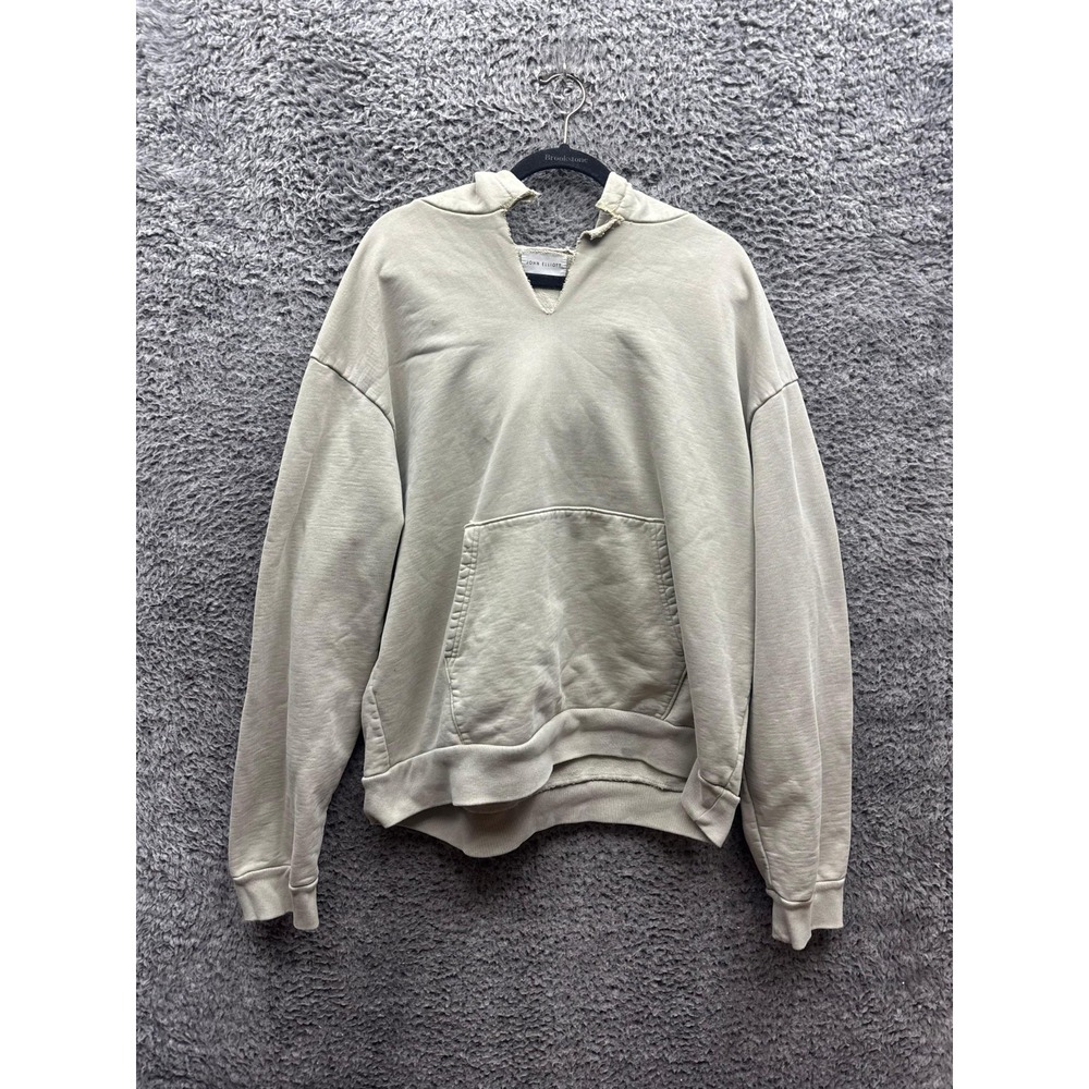 John Elliott Beach Relaxed Fit Fleece Crop Distressed Pullover Hoodie Men Size S
